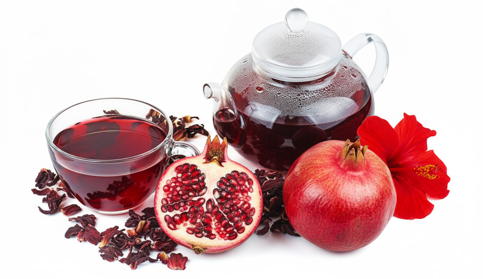 Granadas y té de hibisco